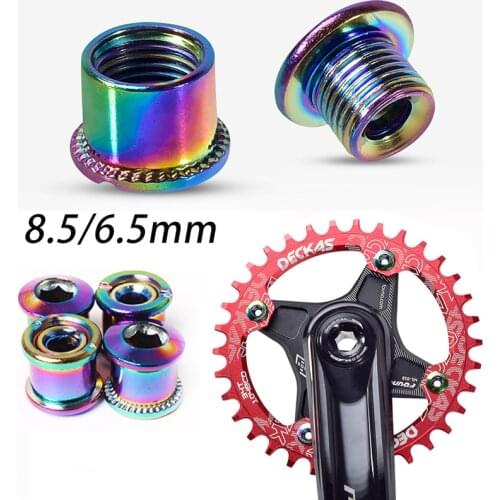 KRSEC 4/5PC Bicycle Crank Bolt 6.5/8.5mm Dental Plate Screws Steel Colorful Chainring Bolts MTB Accesorios for Shimano Crankset