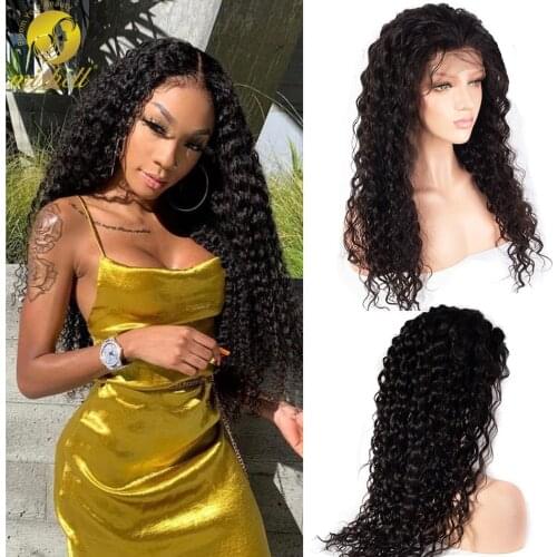 Mishell Human Hair Lace Frontal Wigs Curly Deep Wave 180 Lace Front Wig Pre Plucked Bleached Knots Wigs Remy Hair