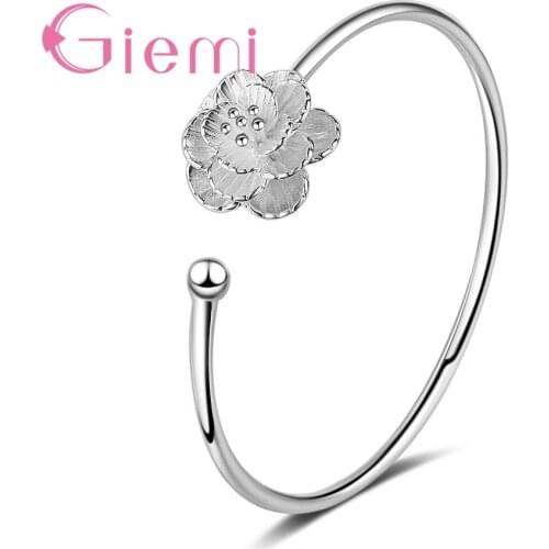 Fashion Flower Shape Jewelry Bracelet Bangles For Women Girls Silver Anniversary Birthday Gifts Promotion