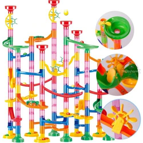 Marble Run Race Track Building Blocks Kids 3D Maze Ball Roll Toy DIY Marble Run Race Coaster Set 80/105/109/133pc Christmas Gift