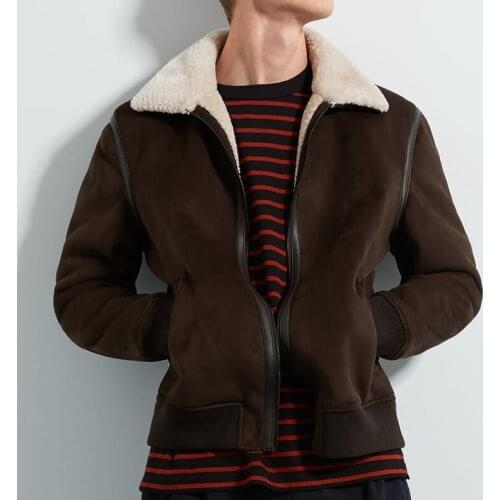 Custom double faced faxu suede soft leather bomber jacket for men