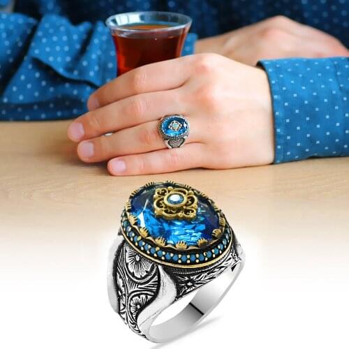 925 Sterling Silver Ring for Men Zircon Stone Jewelry Fashion Vintage Gift Onyx Aqeq Mens Rings All Size