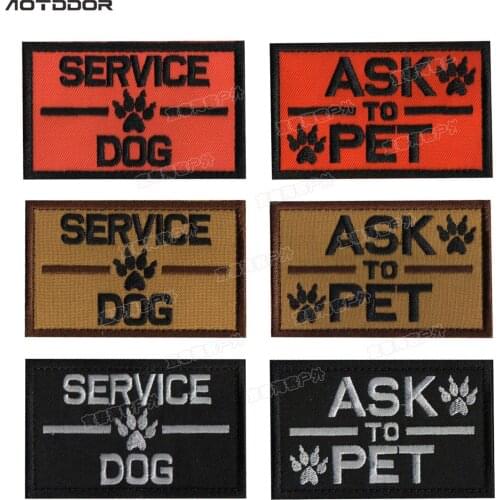 Embroidery Patch K9 ASK TO PET SERVICE DOG Tactical 3D Army Patch Emblem Military Embroidered Patches Badge For Clothes