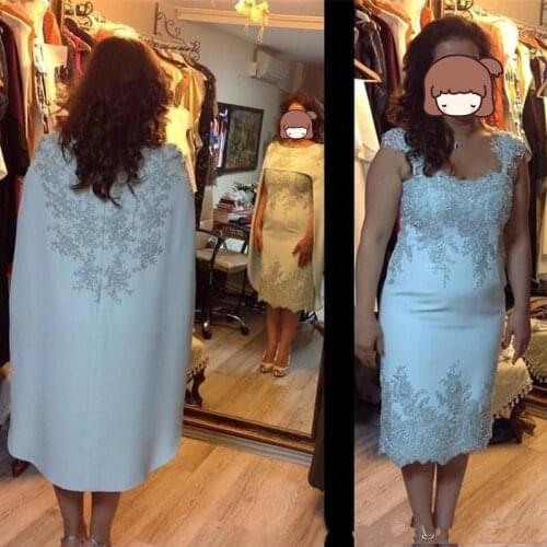 2019 New Fashion Sexy Lace Appliques Mother of the Bride dresses Vestidos De Festa Tea Length Sequins Beads Prom Dress Plus