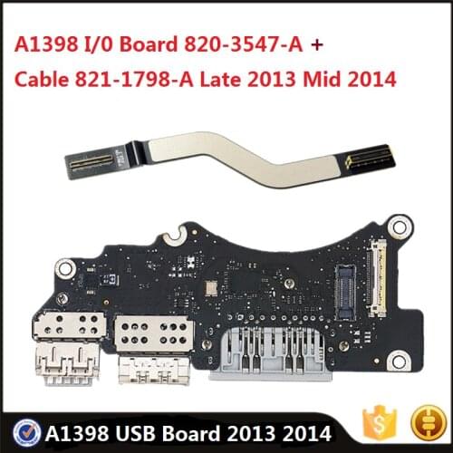 Original A1398 USB Board 820-3547-A With Cable 821-1798-A for MacBook Pro Retina 15" A1398 2013 2014 I/O HDMI SD Card RReader