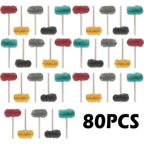 80 Pcs/set Mini Drill Abrasive Brush Scouring Pad Abrasive Wheel Buffing Polishing Wheel for Dremel Rotary Tool Accessories Set