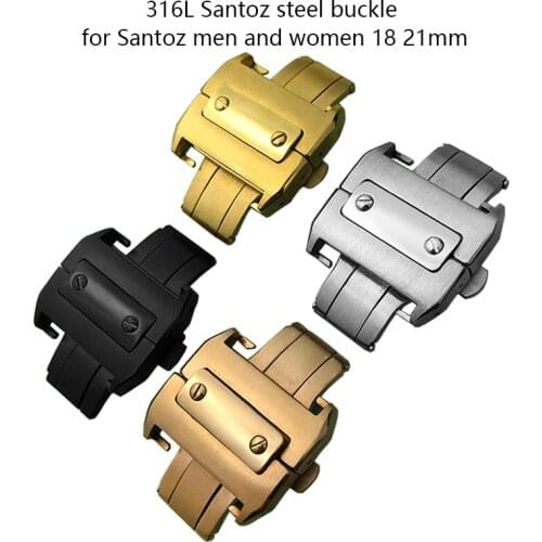 18mm 21mm 316L Stainless Steel Butterfly Buckle Colorful Folding Clasp for Cartier Santos 100 Free Tools