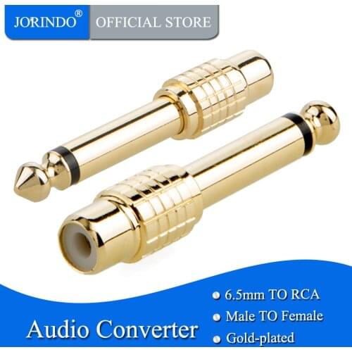RCA to 1/4 Adapter,JORINDO 6.35mm TS Mono Plug Male to RCA Female Audio Adapter, Gold Plated