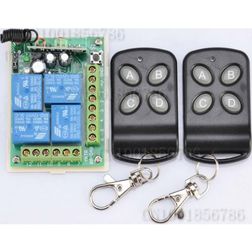 Free Shipping DC12V 10A 4 Channel RF Wireless Remote Control Relay Switch/Radio System Receiver&Transmitter