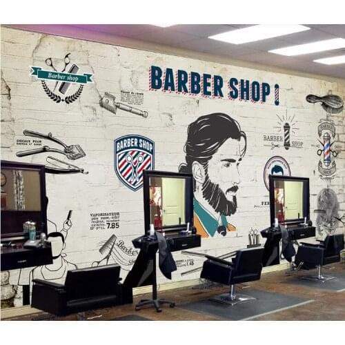 Retro Nostalgia European and American Trend Hair Salon Wall Paper 3D Barber Shop Industrial Decor Mural Wallpaper 3D Murals