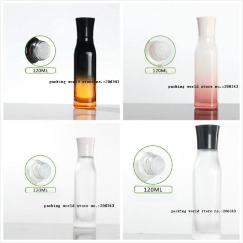 120ml square shape glass bottle with screw lid for lotion/emulsion/serum/foundation/toner/water skin care cosmetic packing