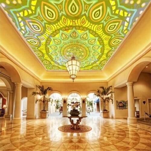 Wellyu Custom Photo Mural Wallpaper 3d обои HD Buddhist Mandala Ceiling Zenith Stereo Decorative Paintings 3d wallpaper behang