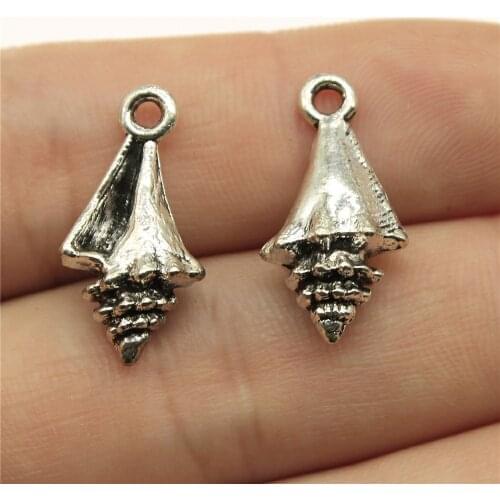 WYSIWYG 10pcs 21x11x6mm Shell Conch Charm Pendants For Jewelry Making Antique Silver Color Conch Shell Pendants Charm Conch