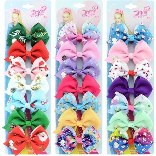 1 set hairClip Cute Solid Print Unicorn Christmas Bows With Clips For Girls Hair Accessories Hairpins Barrette 878