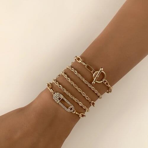 Bohemian Gold Bracelet For Women Crystal Multilayer Rope Chain Bracelet for Girls Punk Jewelry 2021 Trend Lady Charms Bracelett