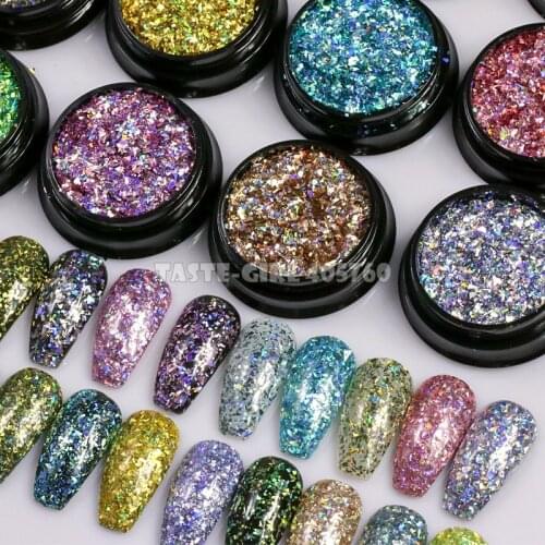 1 Jar Coloful Glitter Sparked Irregular Fragment Powder Acrylic Nail Art Holographic Chip Decoration DIY Tip GLS1-12