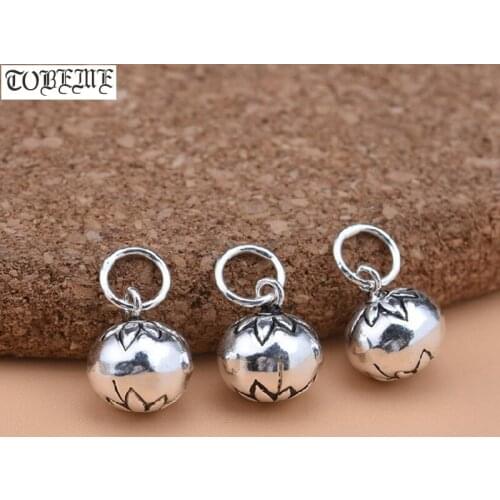 100% 925 Silver Mini Charm DIY Bracelet Lotus Bell Charm Small Flower Pendant DIY Jewelry