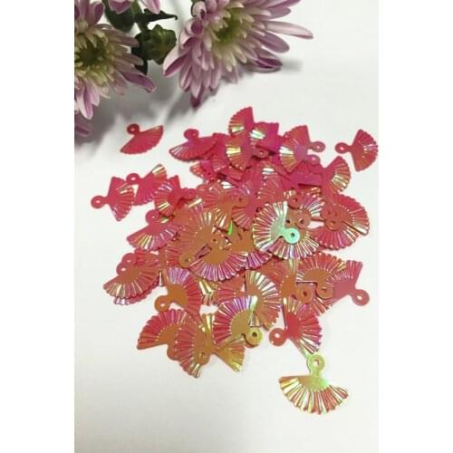 1000pcs/lot 12*15mm Small Cute Shell Fan Shape Loose Sequins Paillette Sewing Wedding Craft Decoration Scrapbook Red AB