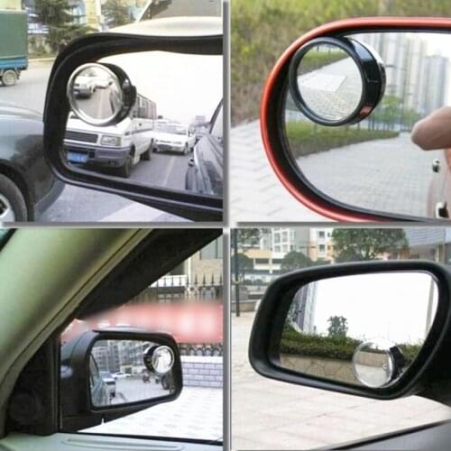 2pcs Car 360 Degree Framless Blind Spot Mirror Wide Angle Round Convex Mirror Small Round Side Blindspot Rearview Parking Mirror