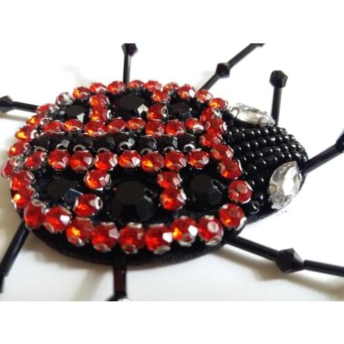 2pc high grade Rhinestone applique ladybird Sequin patches for Clothing Sew on Beading Applique decorative parches for clothes