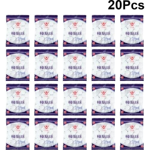 20 Packs Household Mothballs Anti-mold Moth Repellent Camphor Ball Pest Control Household Bedroom Wardrobe Drawer Deodorizer