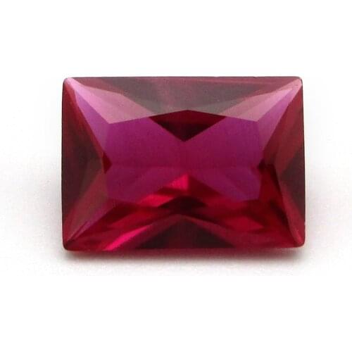 3x5mm~13x18mm Synthetic Corundum Stones High Quality Rectangle Shape 5# Red Stone for Jewelry