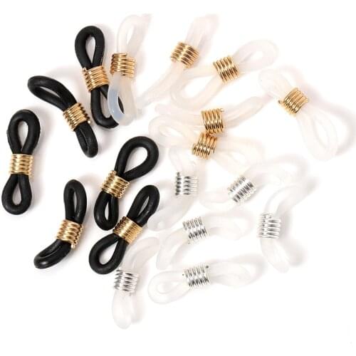 50pcs Eyeglasses Holder Ends Adjustable Rubber Connectors Strap Eyelets Transparent Lanyard Cord for Rope Band Wholesale