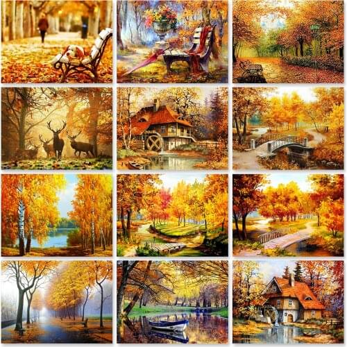 ZOOYA 5D DIY Diamond Painting Tree Diamond Embroidery Autumn Scenery Full Square Rhinestone Mosaic Landscape Art Home Decor