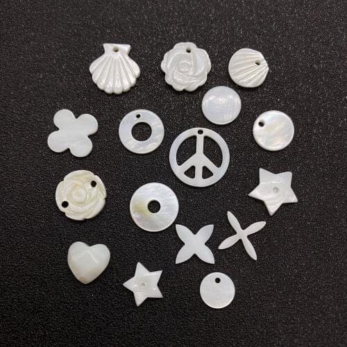 20pcs Freshwater Shell Beads Charms Round Heart-shaped Star Shape Jewelry DIY Necklace Bracelet Earrings Anklet Accessories