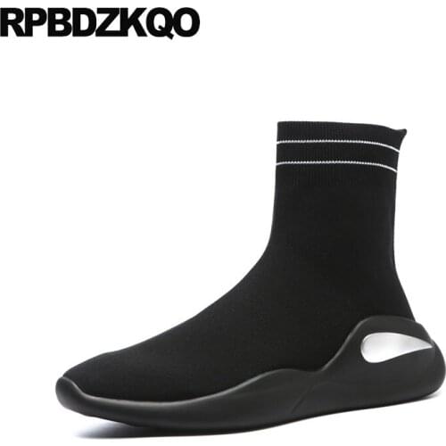 Wedge Black Men Slip On Casual Shoes Ankle Sock High Top Autumn Designer Comfortable Short British Style Boots Sneakers Trainer