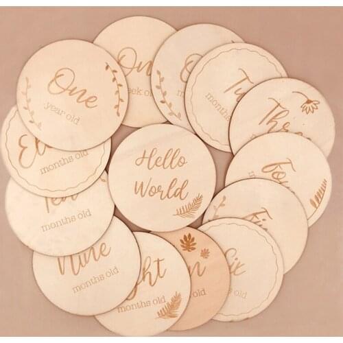 Wooden Baby Milestone Card Newborn Monthly Growth Recording Cards Handmade Baby Birth Commemorative Cards Photography Dropship