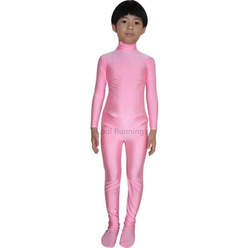 Kid Children Pink Unisex Spandex dancewear Zentai Costume Leotard Unitard No Hood & Hands