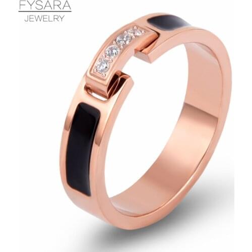 FYSARA New Brand Resin Black Ring CNC Micro Crystals Finger Ring Fashion Jewelry Punk Male Female Rings Titanium Steel Rings