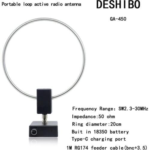 GA-450 Radio Antenna Receiving Loop Antenna SDR Short-wave Radio Antenna SW 2.30~30MHz MW 522~1710KHz Receiving Frequency