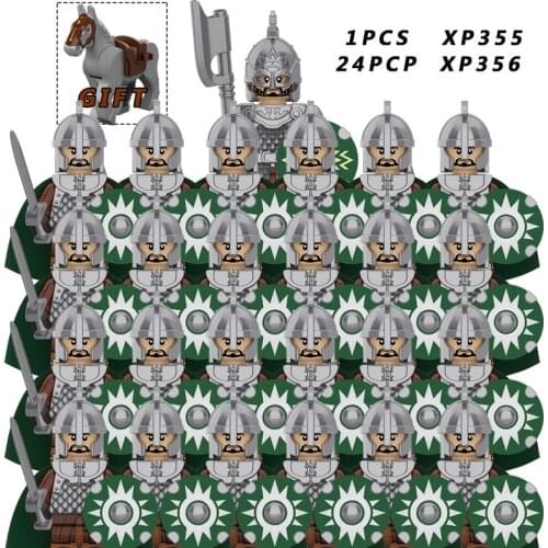 KT1046/25PCS Koruit Medieval Knights Rohan Uruk-hai Elves Gondor Warrior Dwarf Building Block Accessories Toys for Kid