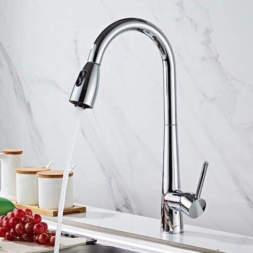 Brushed Nickel Kitchen Faucet Single Hole Pull Out Spout Kitchen Sink Mixer Tap Stream Sprayer Head Chrome Mixer Tap
