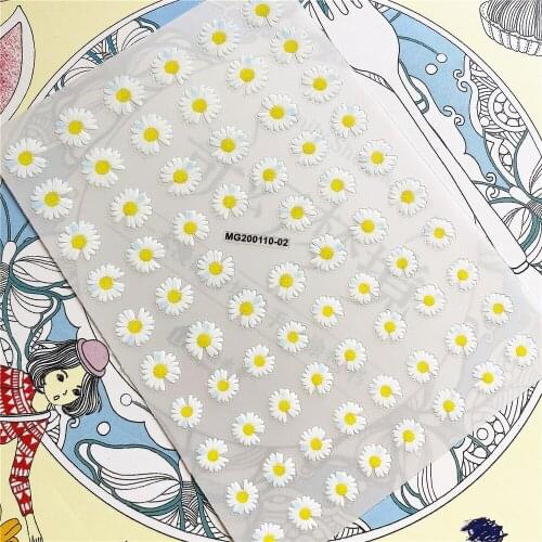 MG200110-02 MG200221-02 Solid color Daisy 3D Back glue Nail Art Stickers Decals Sliders Nail ornament decoration