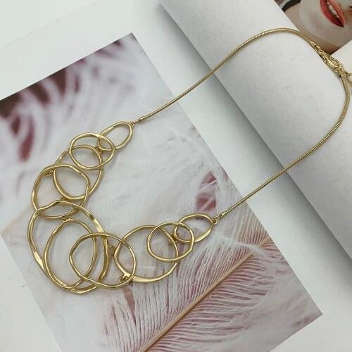 Multilayer Circle Pendants Necklaces Gold Color Fashion Choker Necklace For Women Collares Collier Gift Jewelry 2019