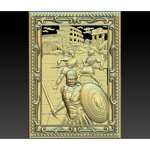STL Model GLADIATOR_FIGHT for CNC Router 3D Printer Artcam Aspire Bas Relief