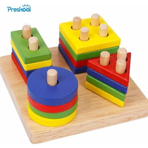 Montessori Kids Toy Geometric Board Intelligence Pairing Wood Preschool Brinquedos Juguets