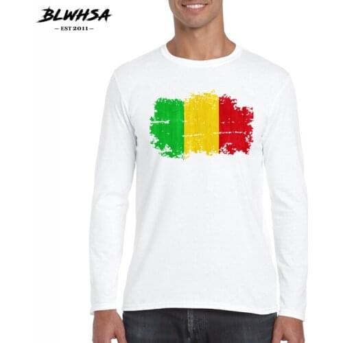 BLWHSA Brand Cotton Casual T Shirt New Autumn and Spring Man T-shirt Fashion Long Sleeved Good Quality Mali Flag 2XL