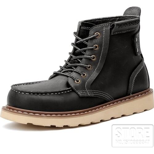 Winter Motorcycle Shoes Cow Leather Motorcycle Boot Motorbike Racing Off Road Moto Racing Shoes Retro Martins Ankle Boot for Men