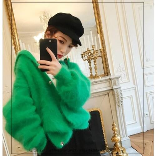 Hot sale NEW women mink cashmere sweater cardigan with hooded lantern sleeve coat outwear jacket free shipping S1906
