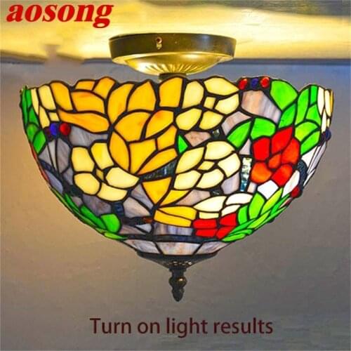 AOSONG Tiffany Ceiling Light Modern Creative Lamp Fixtures LED Home For Living Dining Room Decoration