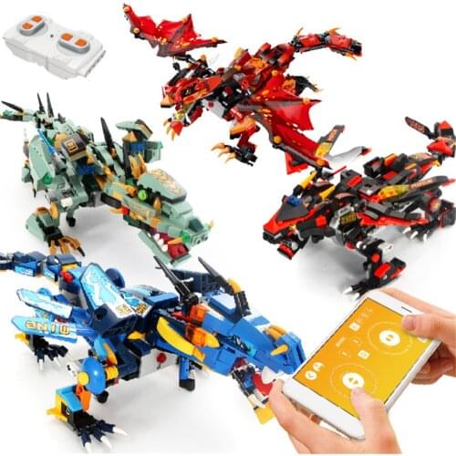 APP RC Robot Dragon Building Blocks Electric Bricks Technical Programming Remote Control Kids Toys Children Boys Gifts