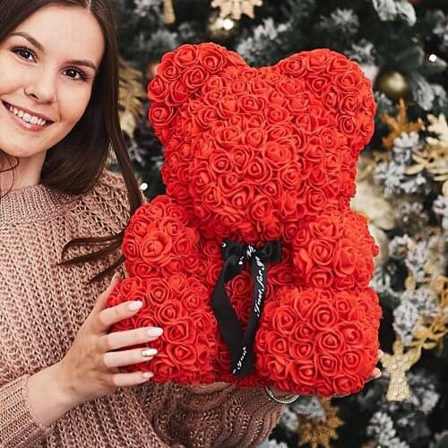 Romantic Artificial Rose Bear 40 cm Valentines Day Gift Wedding Decoration Romantic Bear Love Gift Valentine Day Gift for Women
