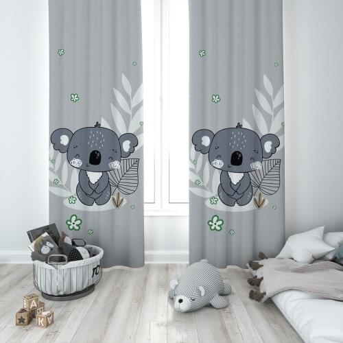 Curtains Children 3D Printed Decorative Items Home Childrens Room Gray Cute Koala Model 176