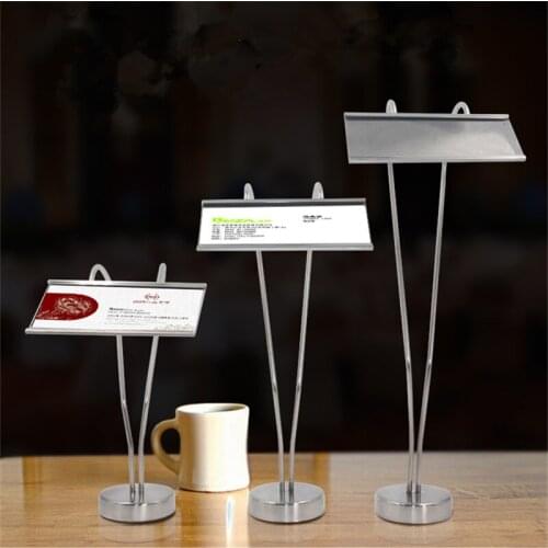 Stainless steel food plate cards seat frame buffet table menu card holders table screen Pull the table sign