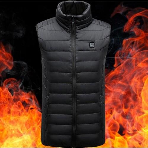 Warm Down Cotton Vest Jacket Intelligent Heating USB Heating Vest Gilet For Skiing Skating USB Charging Electric Heated Vest