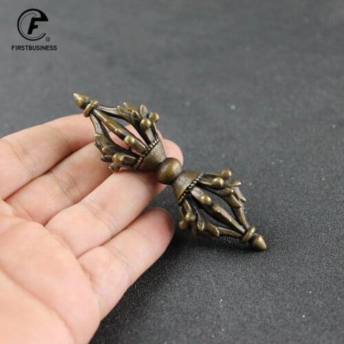 Tibet Buddhism Handmade Old Copper Six Syllable Mantra Vajra Dorje Pendant Necklace Jewelry Tibet Buddhist Car Decoration